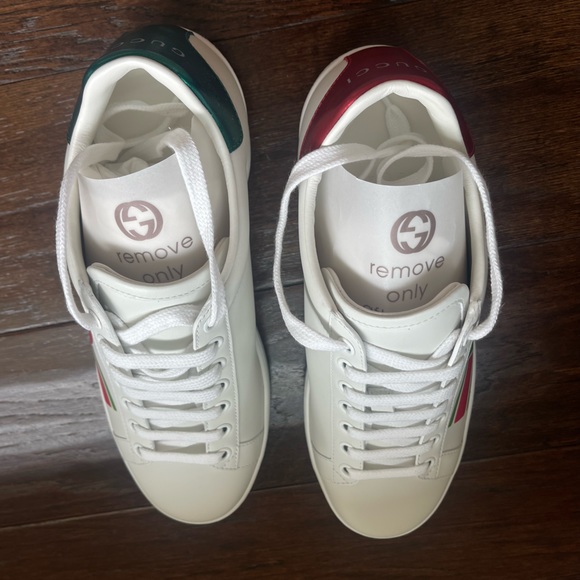 Brand New Gucci Ace Sneakers Green Red Logo GG White Womens Size 36.5 - Picture 12 of 12